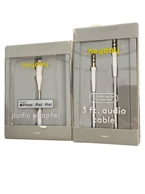 Heyday Bundle: Lightning to 3.5mm Adapter + 3ft 3.5mm Aux Cable White NOB